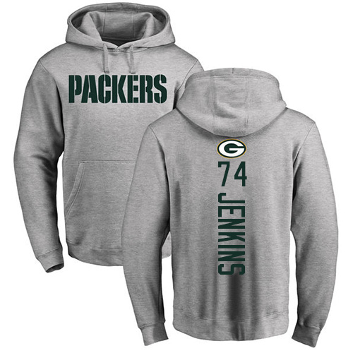 Men Green Bay Packers Ash #74 Jenkins Elgton Backer Nike NFL Pullover Hoodie Sweatshirts